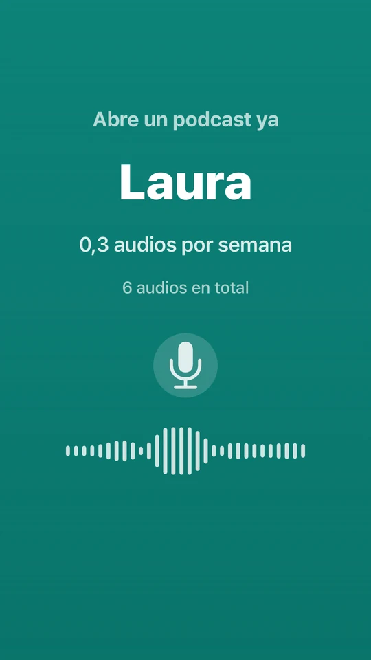Carta de los audios: Laura, 6 audios en total. Abre un podcast ya.